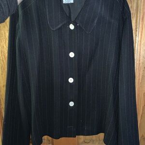 Black Pinstripe Button-Up Shirt